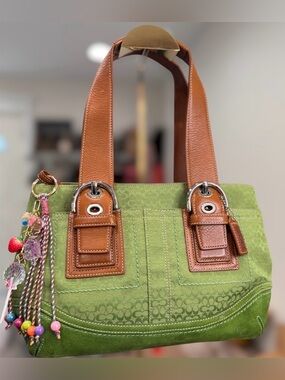 Coach Green 🍋🟩 Signature Soho & Suede Bag #F10927 💎